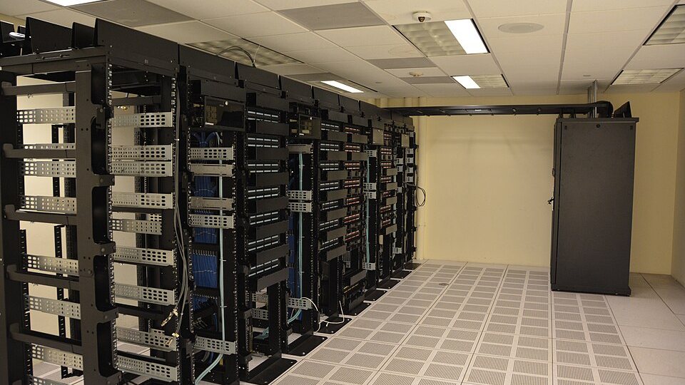 Server racks inside a data center