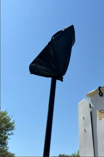 A covered Pflugerville Flock license-plate-reader camera after the city shut down its leased network
